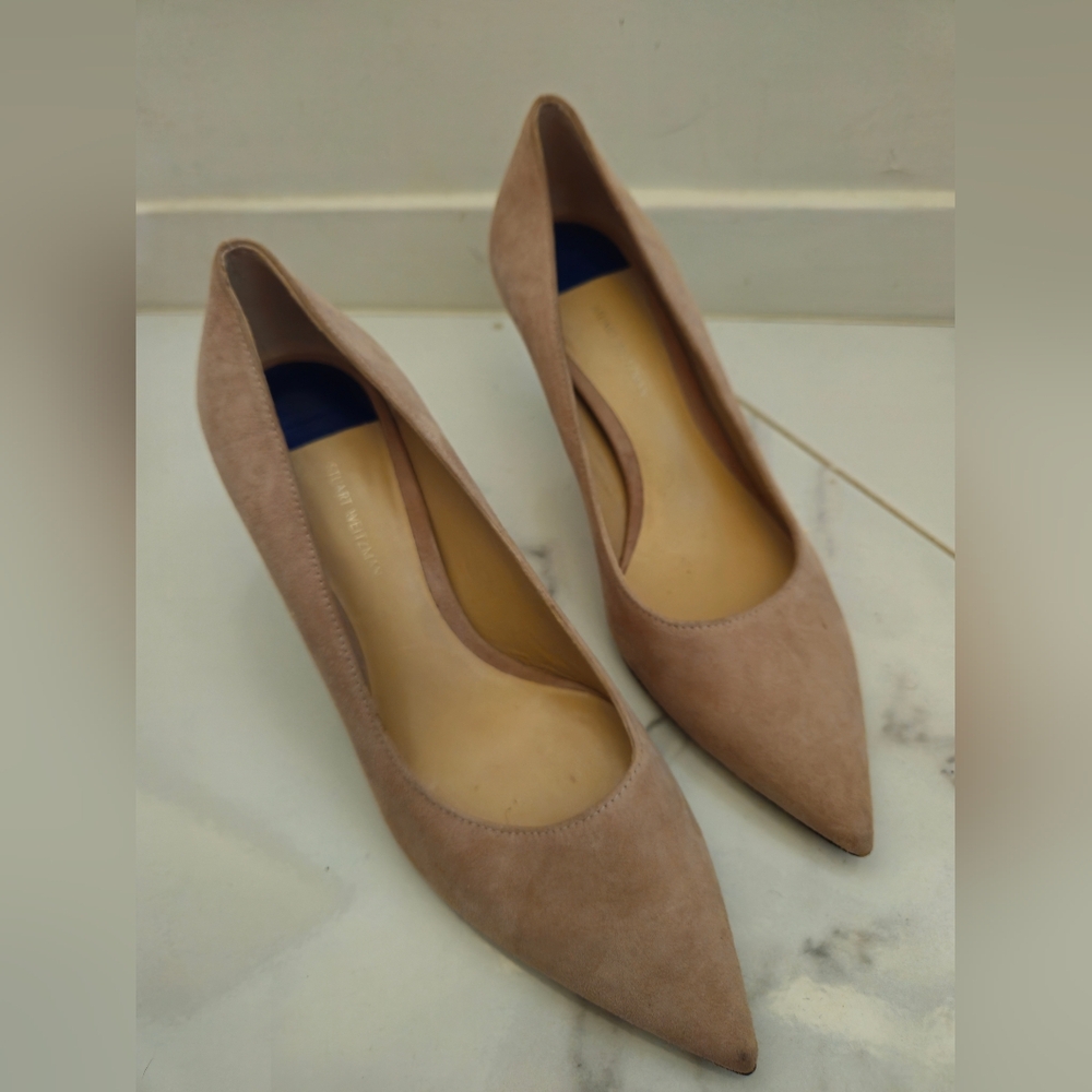 Stuart Weitzman Leather Suede Light Pink Tippi Pump Heels